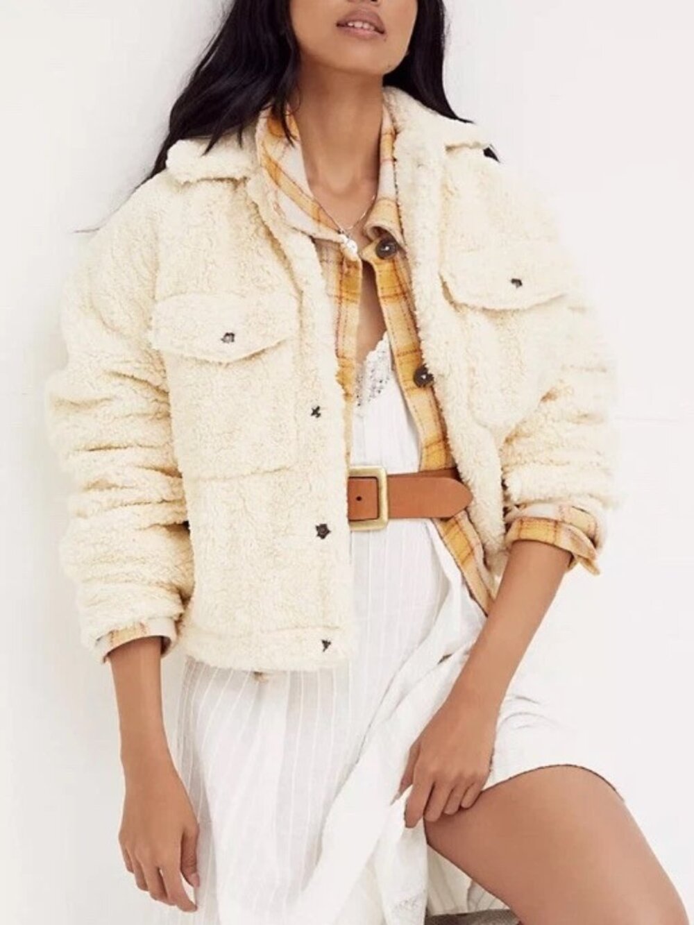 Free People Teddy Swing Jacket in Chai